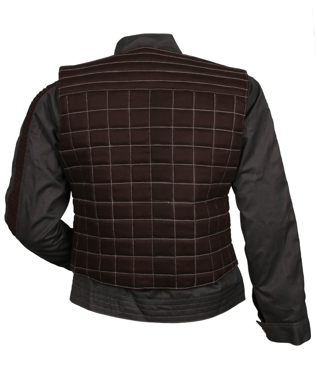 Women Sci-Fi Tactical Two-Piece Brown and Gray Vest and Jacket