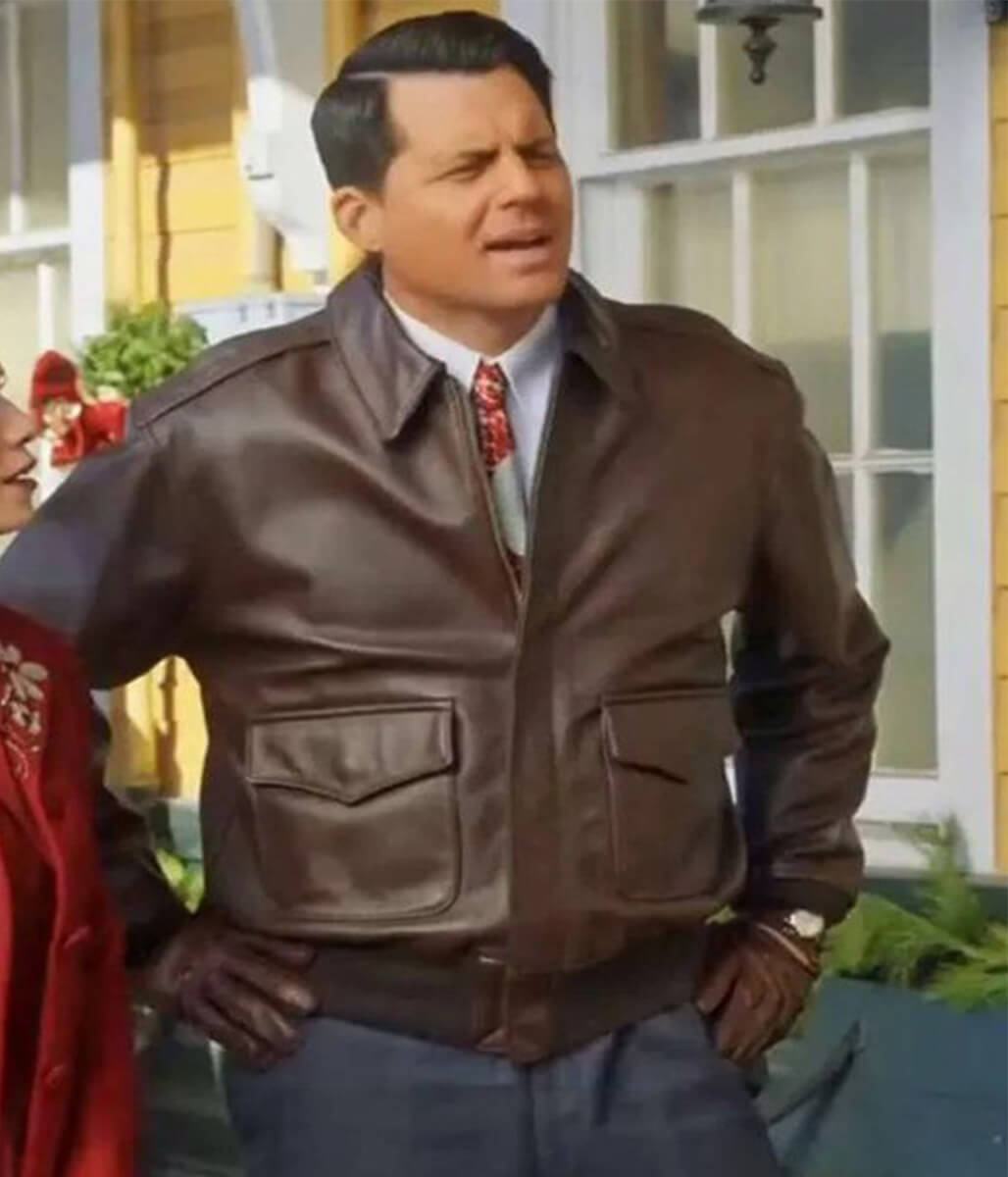 A Biltmore Christmas Kristoffer Polaha Brown Leather Jacket