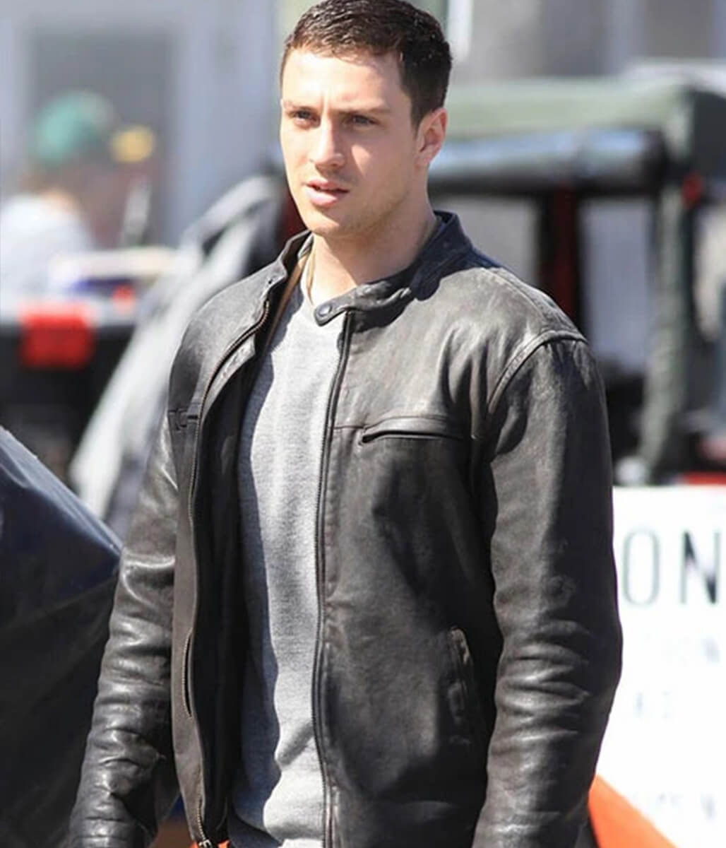 Aaron Taylor Johnson Godzilla Black Leather Jacket