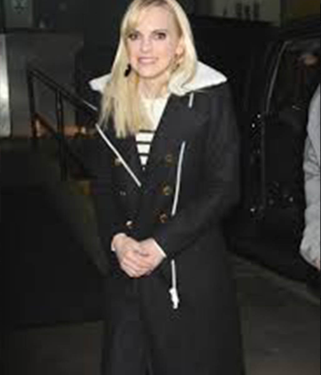 Anna Faris Black Wool Trench Coat