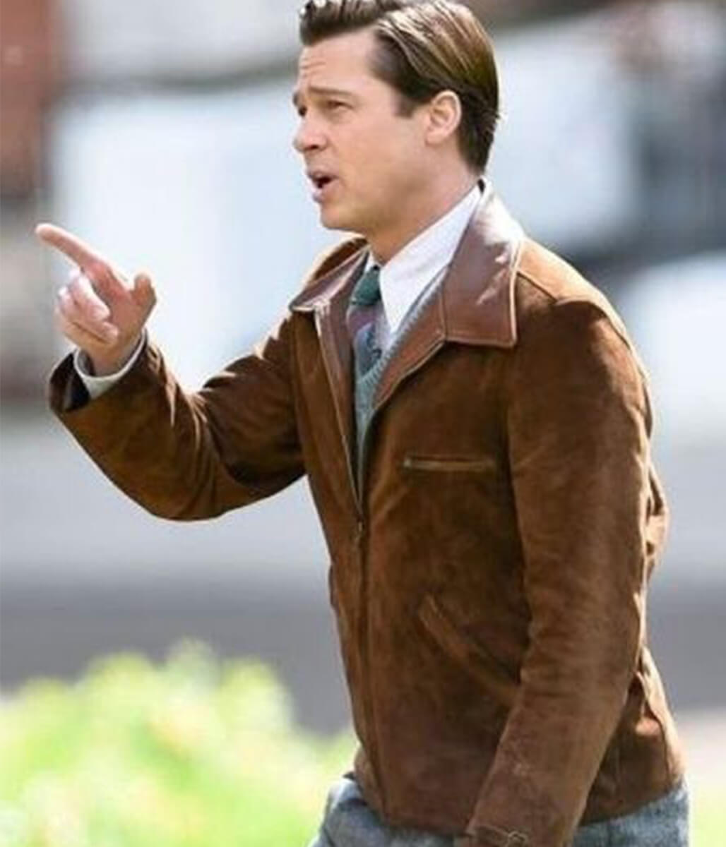 Brad Pitt Allied Brown Suede Leather Jacket