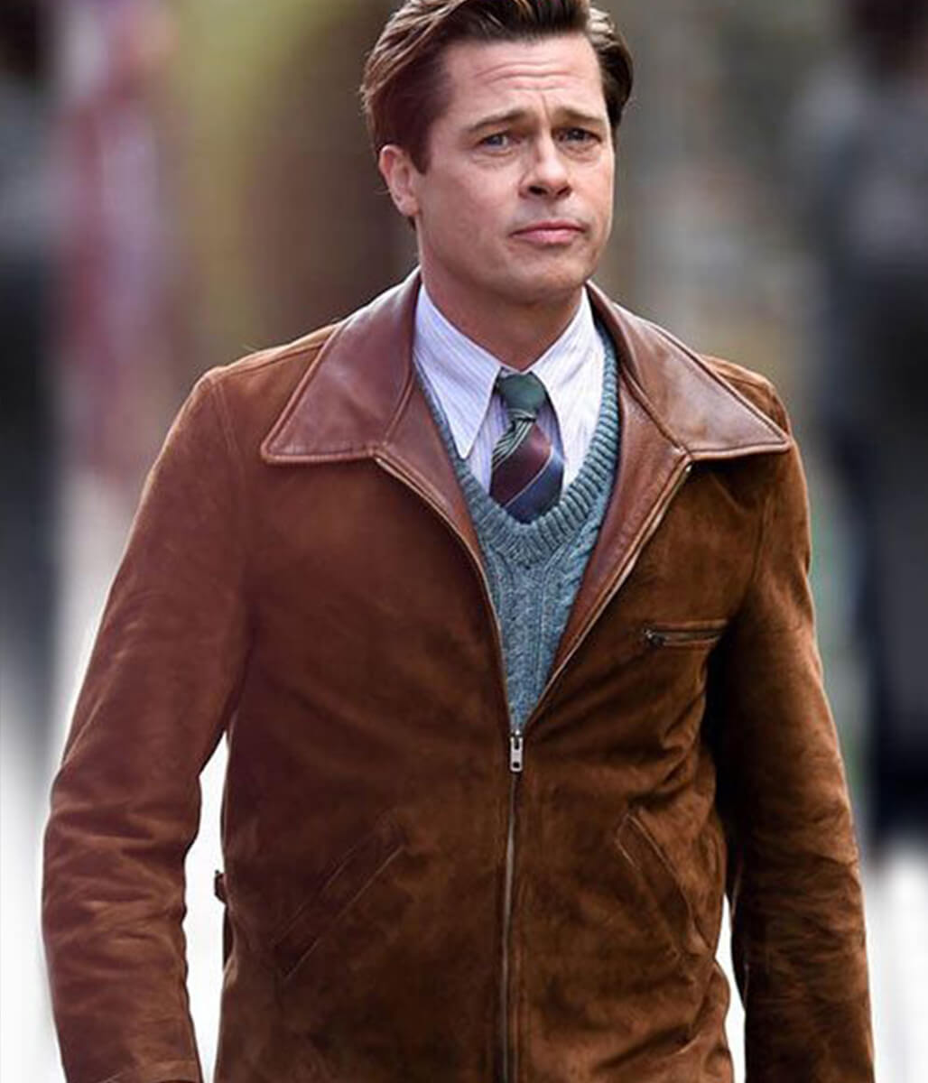 Brad Pitt Allied Brown Suede Leather Jacket