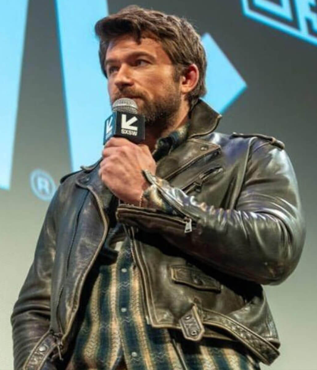 Brandon Sklenar Drop 2025 Biker Leather Jacket