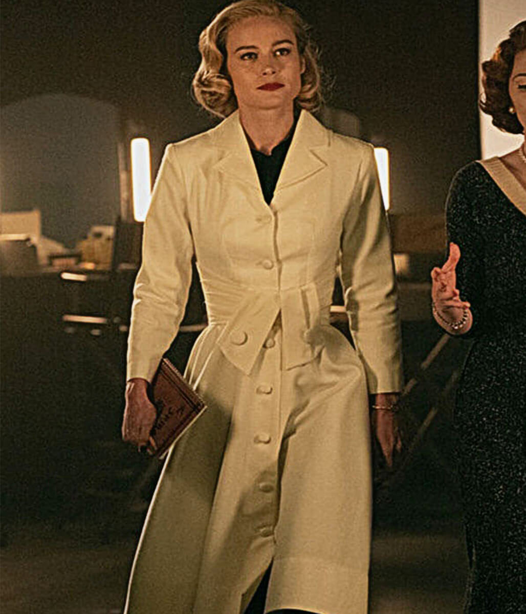 Brie Larson Lessons In Chemistry 2023 Cream Cotton Coat