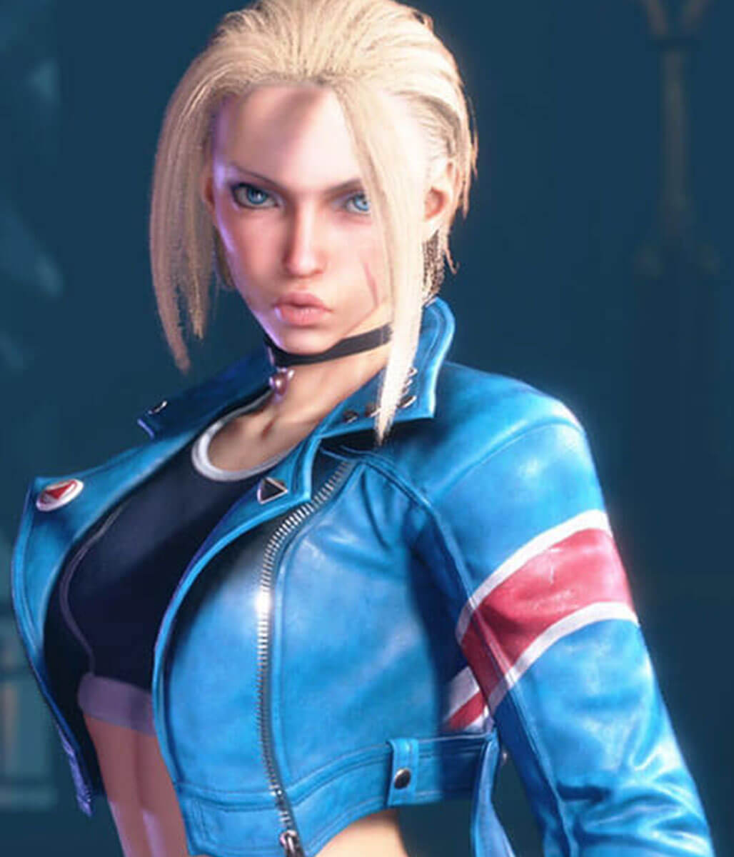 Cammy White Street Fighter 6 blue biker Leather jacket