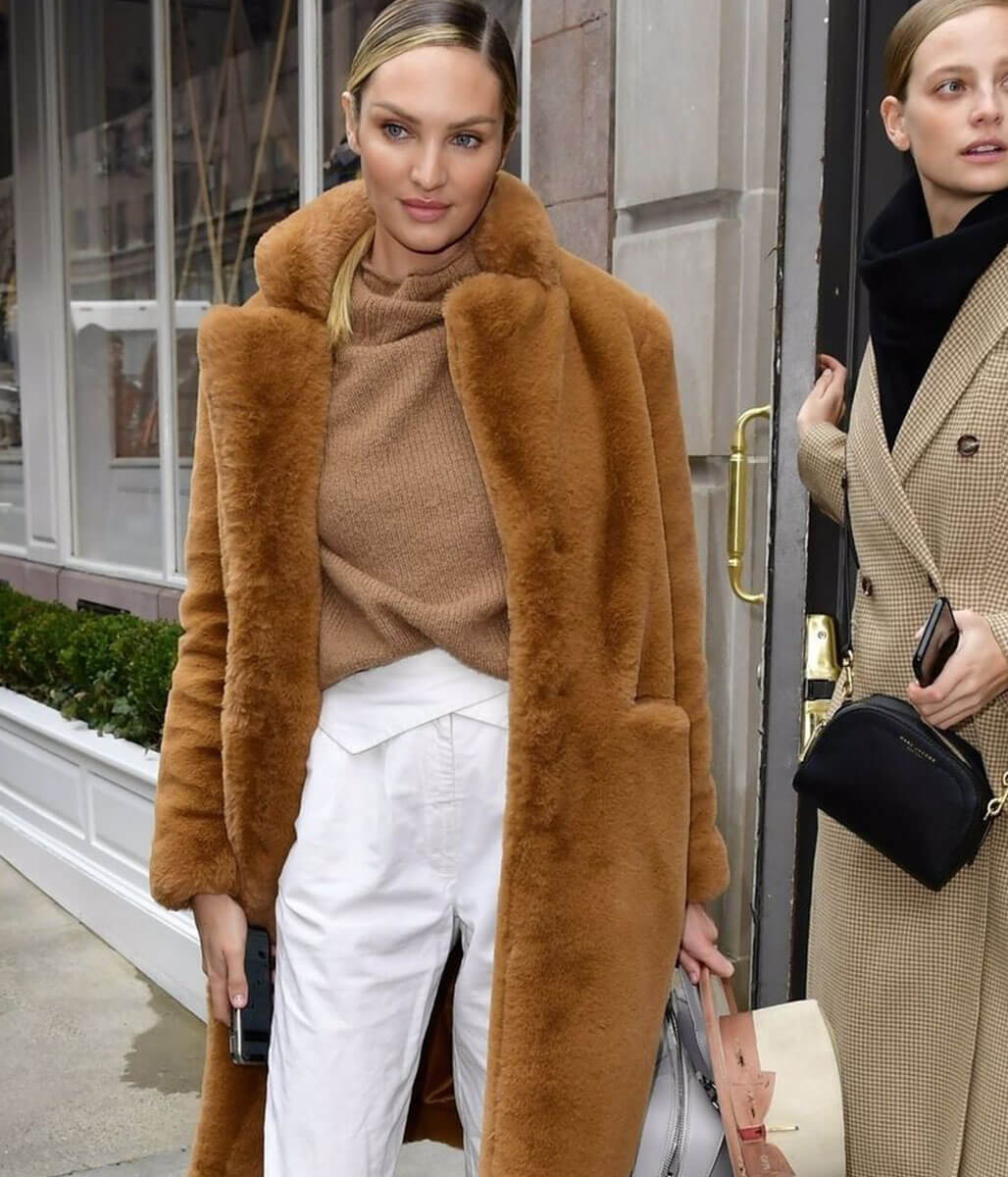 Candice Swanepeol Brown Teddy Coat
