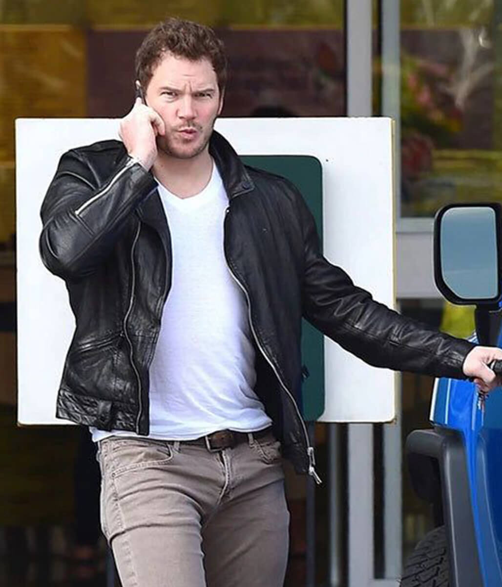 Chris Pratt Black Leather Jacket