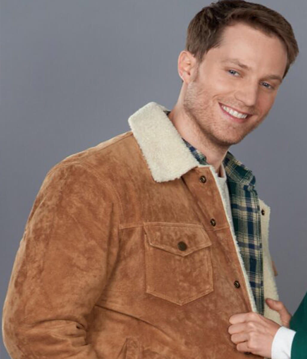 Christmas by Design Brown Trucker Leather Shearling Jacket