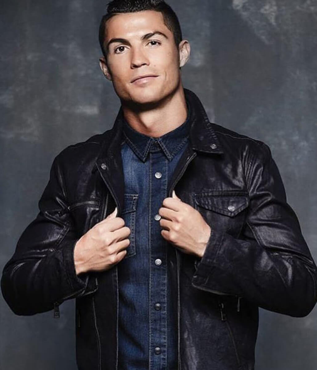 Cristiano Ronaldo Black Leather Jacket