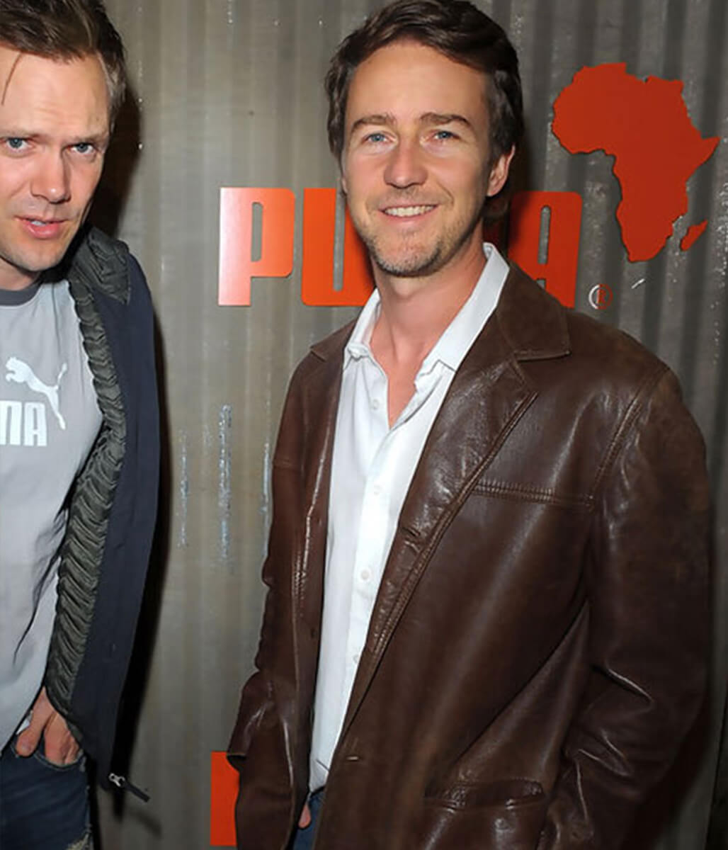 Edward Norton Brown Leather Jacket