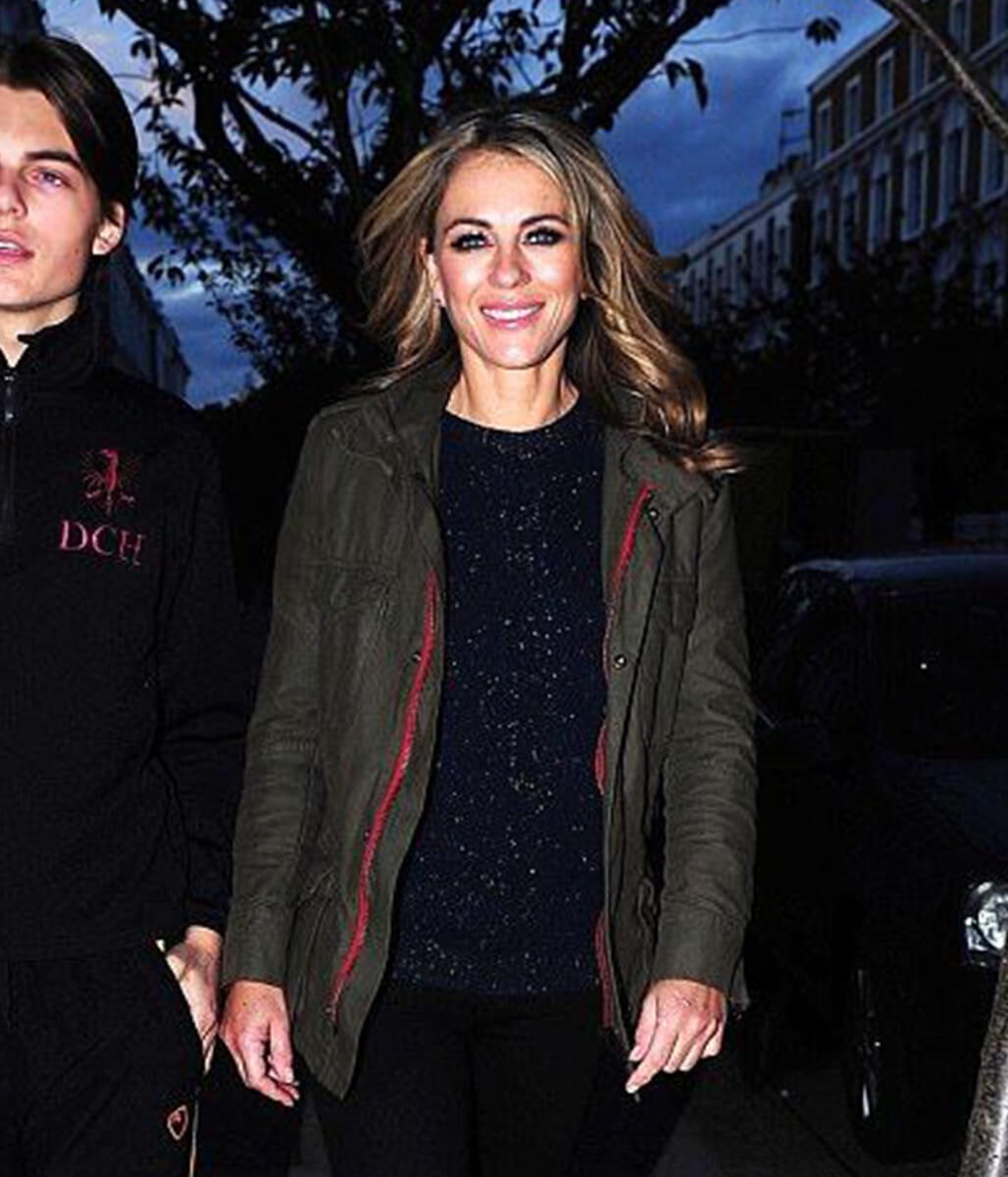Elizabeth Hurley Olive Green Cotton Jacket