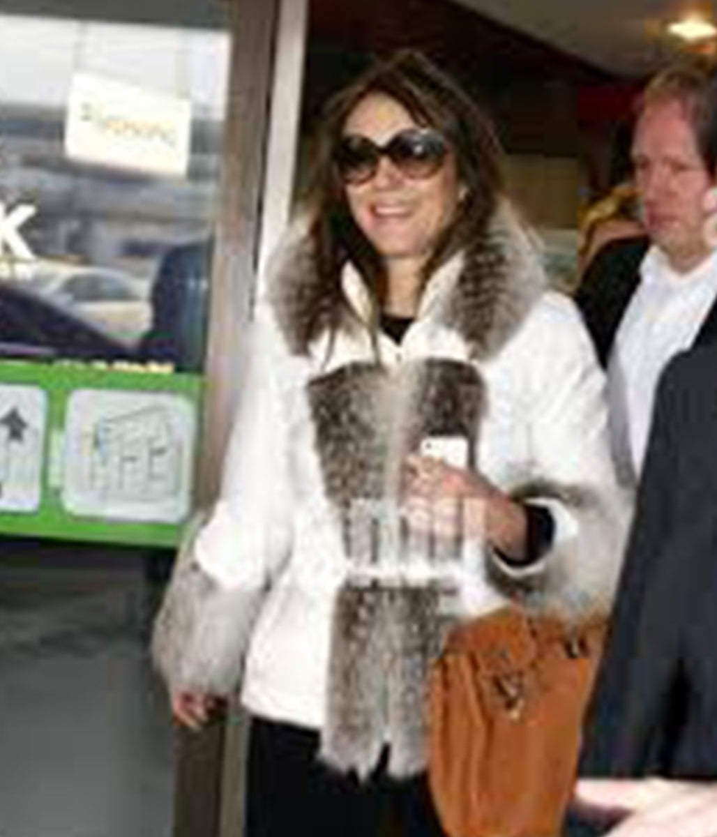 Elizabeth Hurley White Cotton Fur Jacket