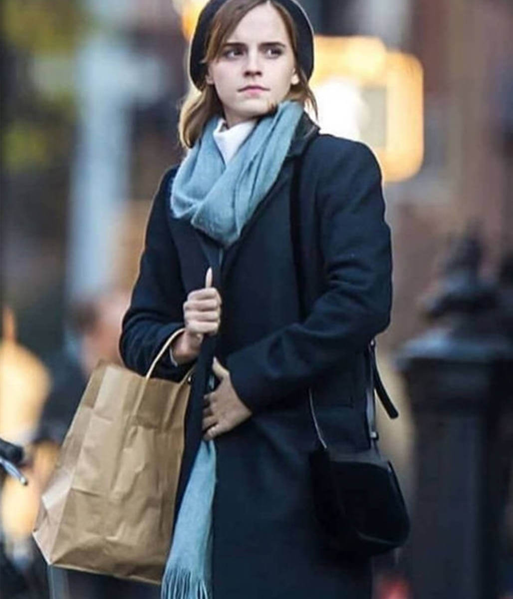 Emma Watson Black Wool Coat