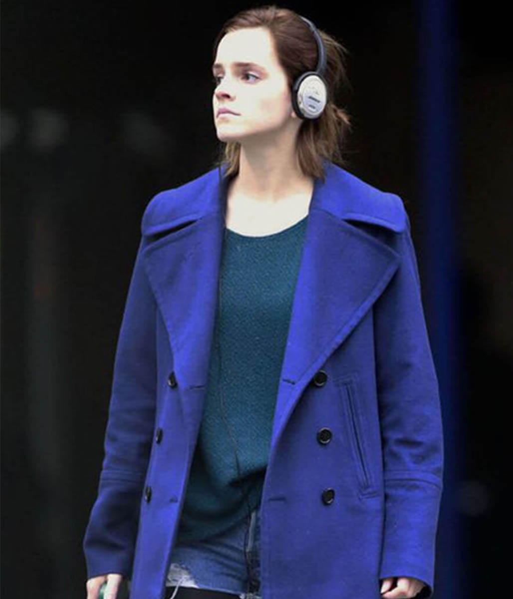 Emma Watson Blue Wool Coat