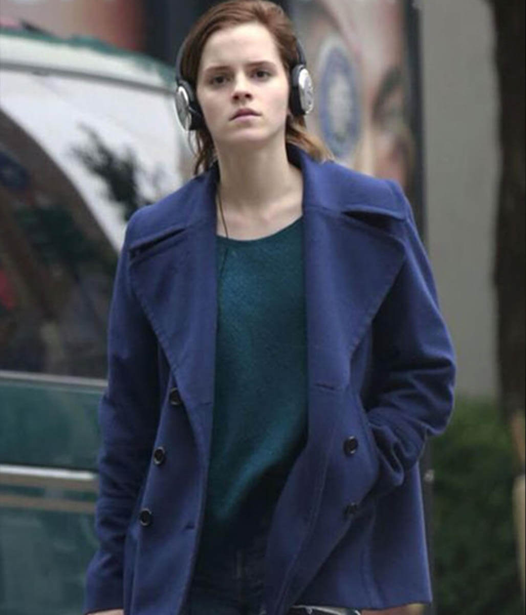 Emma Watson Blue Wool Coat