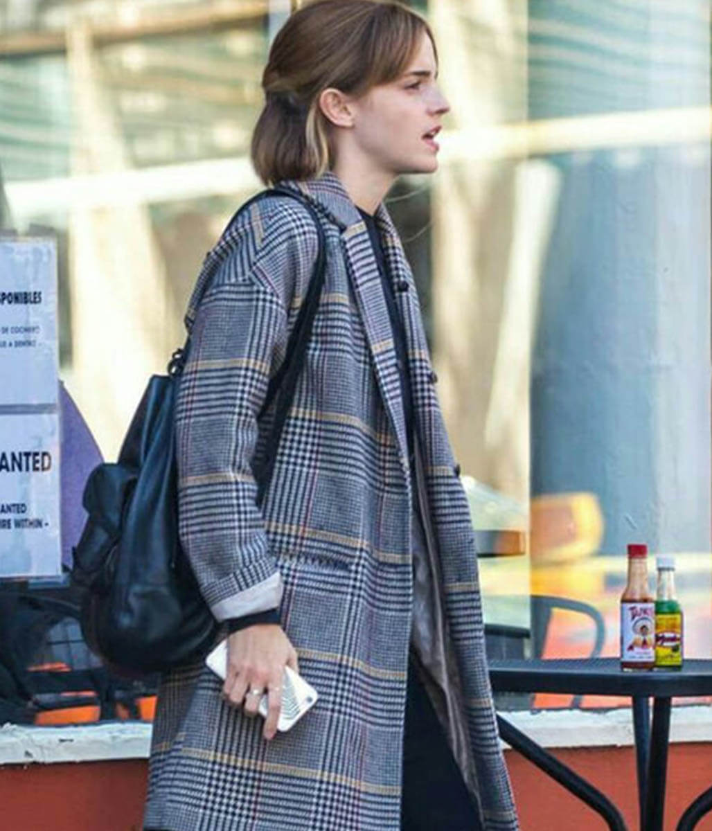 Emma Watson Plaid Wool Coat