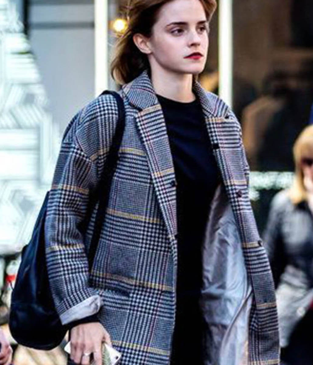 Emma Watson Plaid Wool Coat