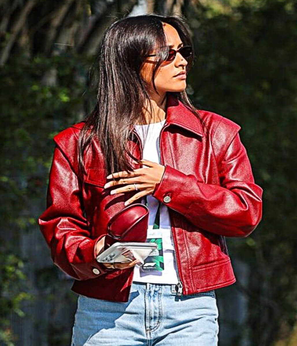 F1 Grand Prix Of China Alexandra Leclerc Red Leather Jacket