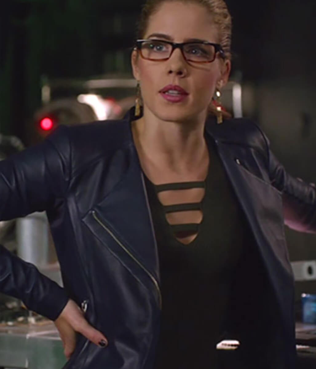 Felicity Smoak Arrow Blue Leather Jacket