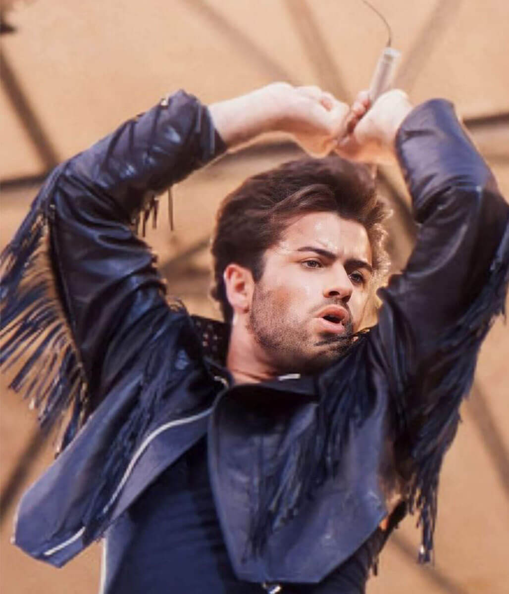 George Michael Black Leather Fringe Jacket