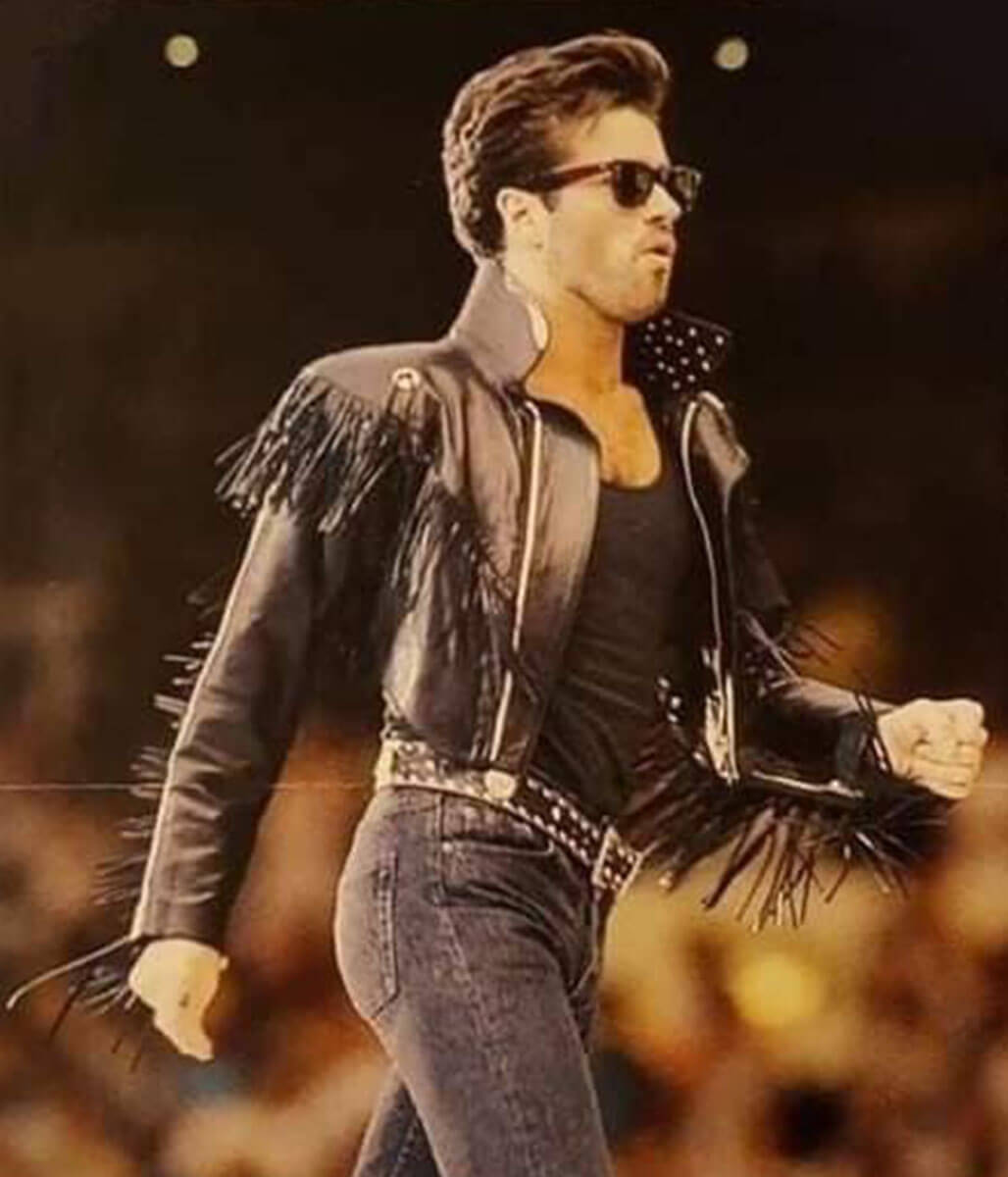 George Michael Black Leather Fringe Jacket