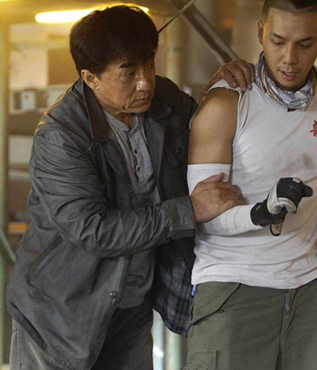 Jackie Chan Skiptrace Grey Leather Jacket