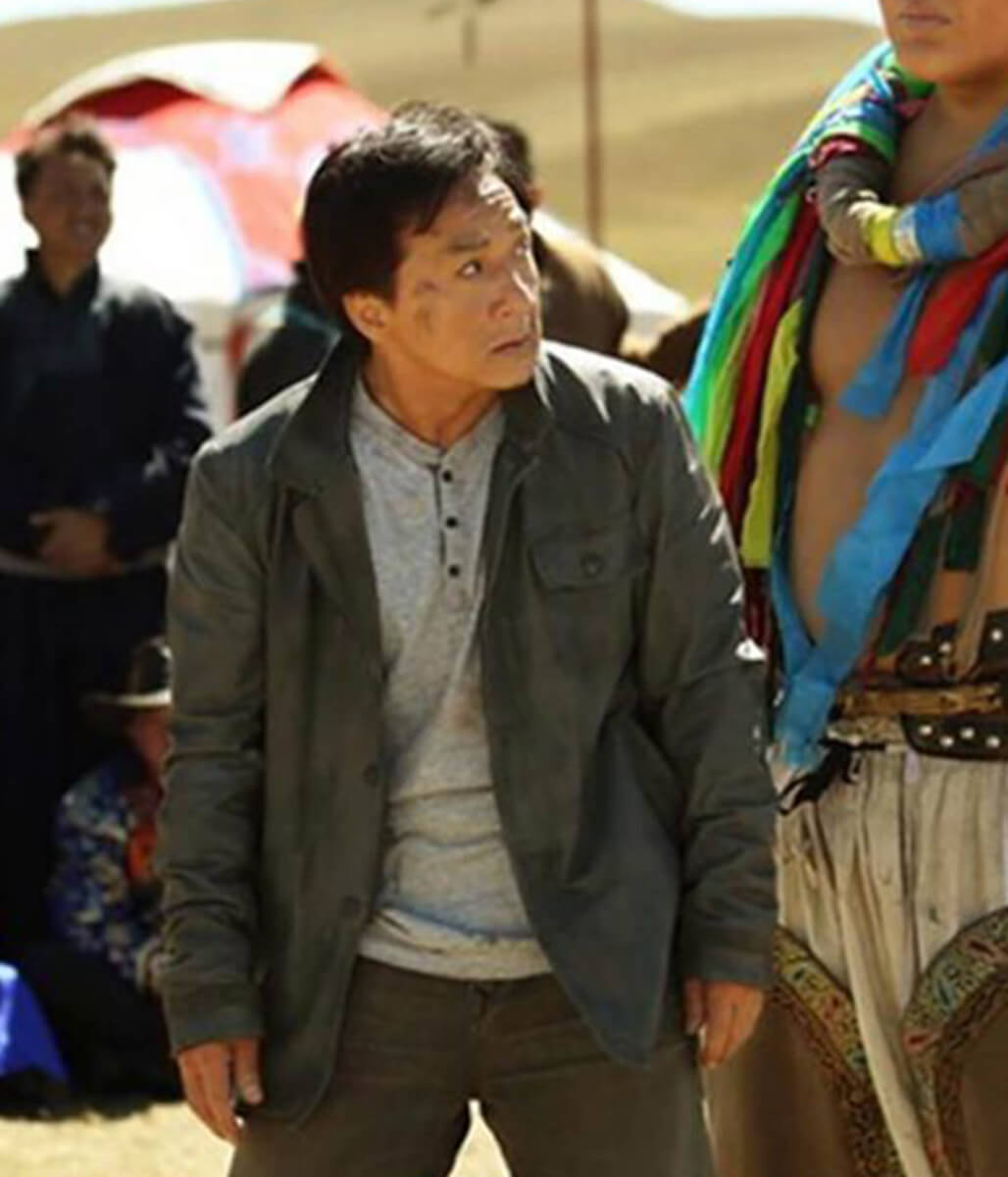 Jackie Chan Skiptrace Grey Leather Jacket