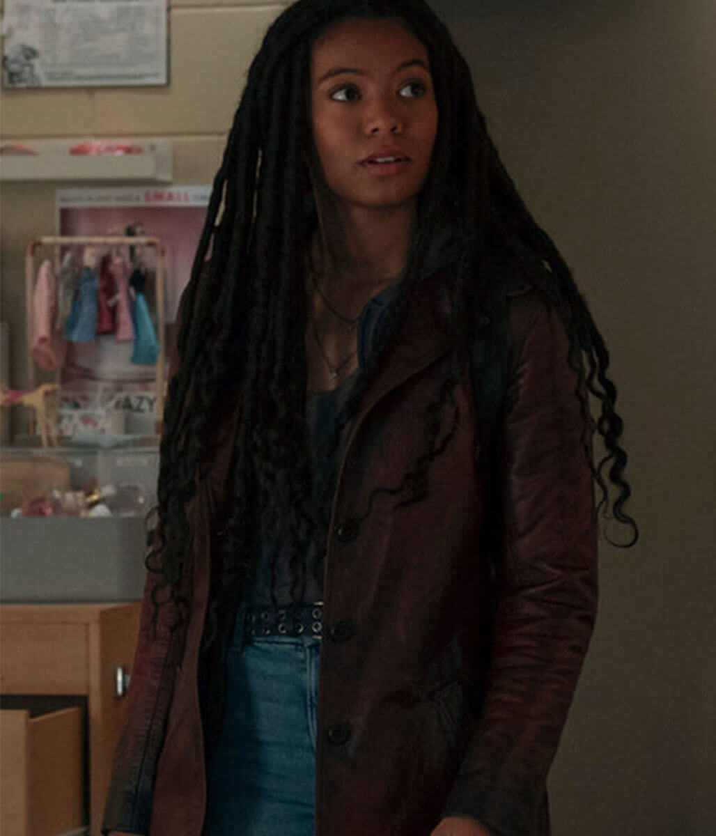 Jaz Sinclair Gen V Brown Leather Coat