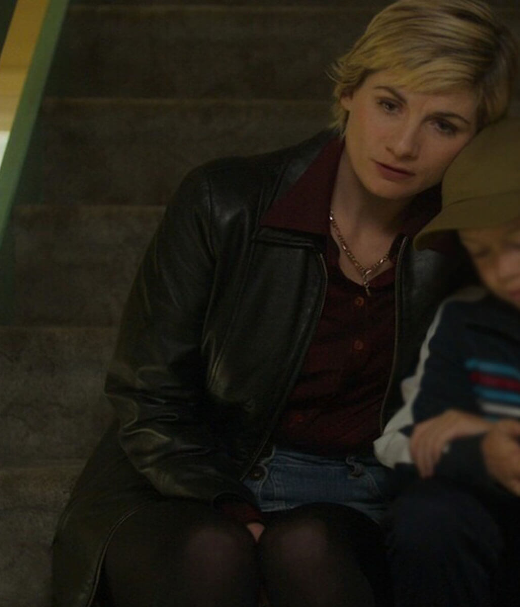 Jodie Whittaker Toxic Town 2025 Black Leather Jacket