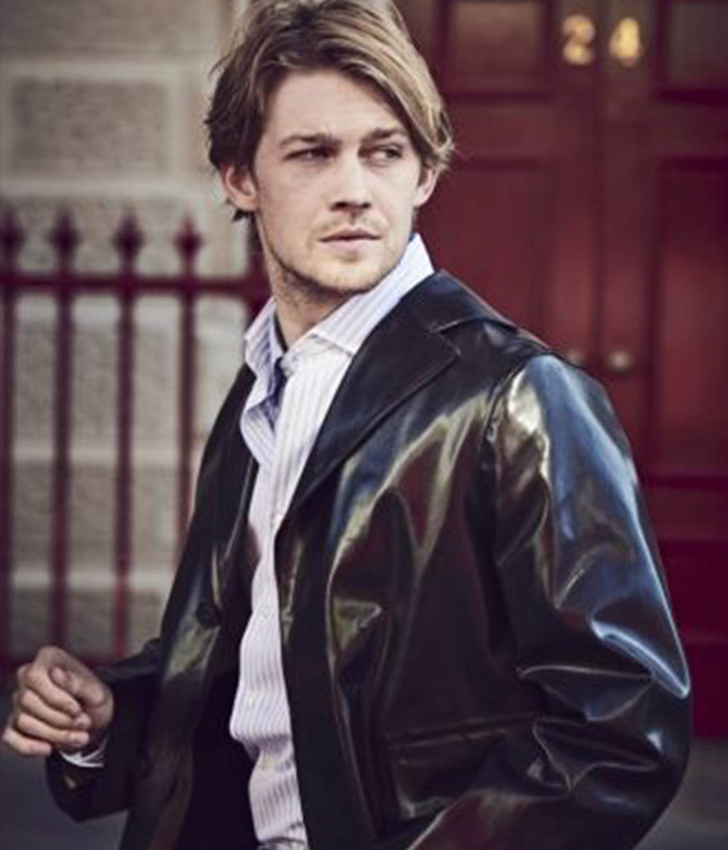 Joe Alwyn Black Leather Trench Coat