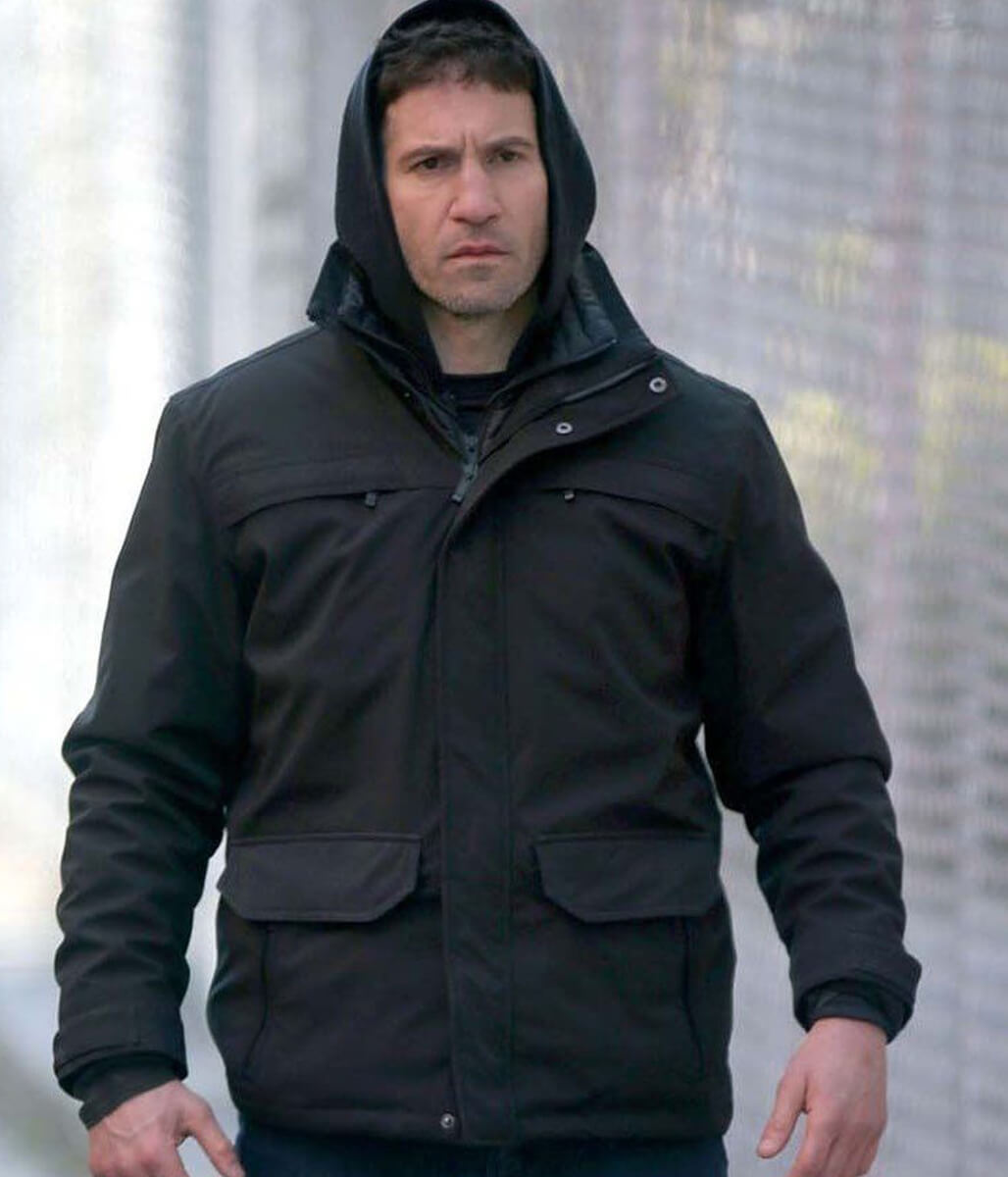 Jon Bernthal Black Cotton Hooded Jacket