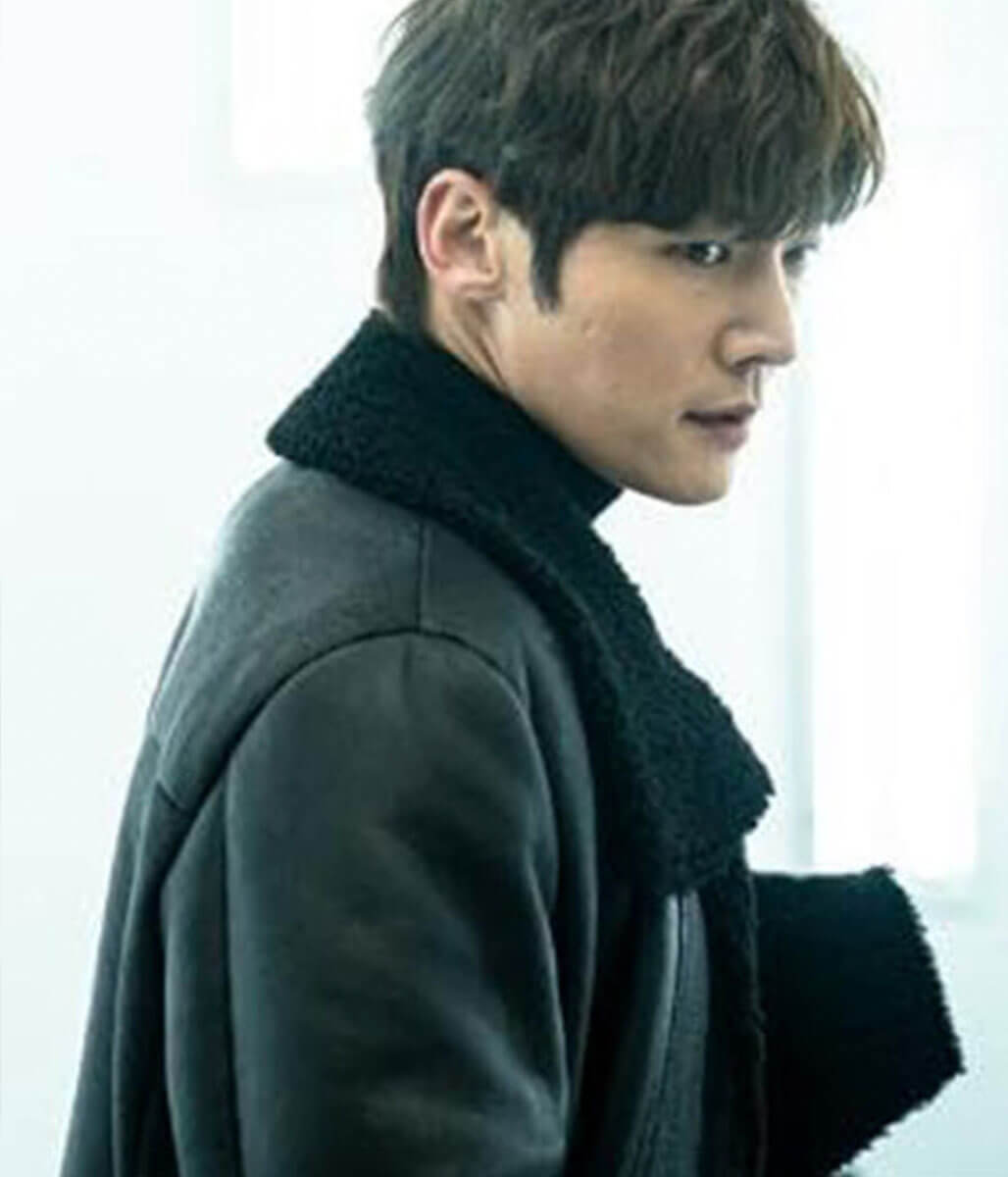 Kang Ki-Beom Rugal Black Leather Shearling Jacket
