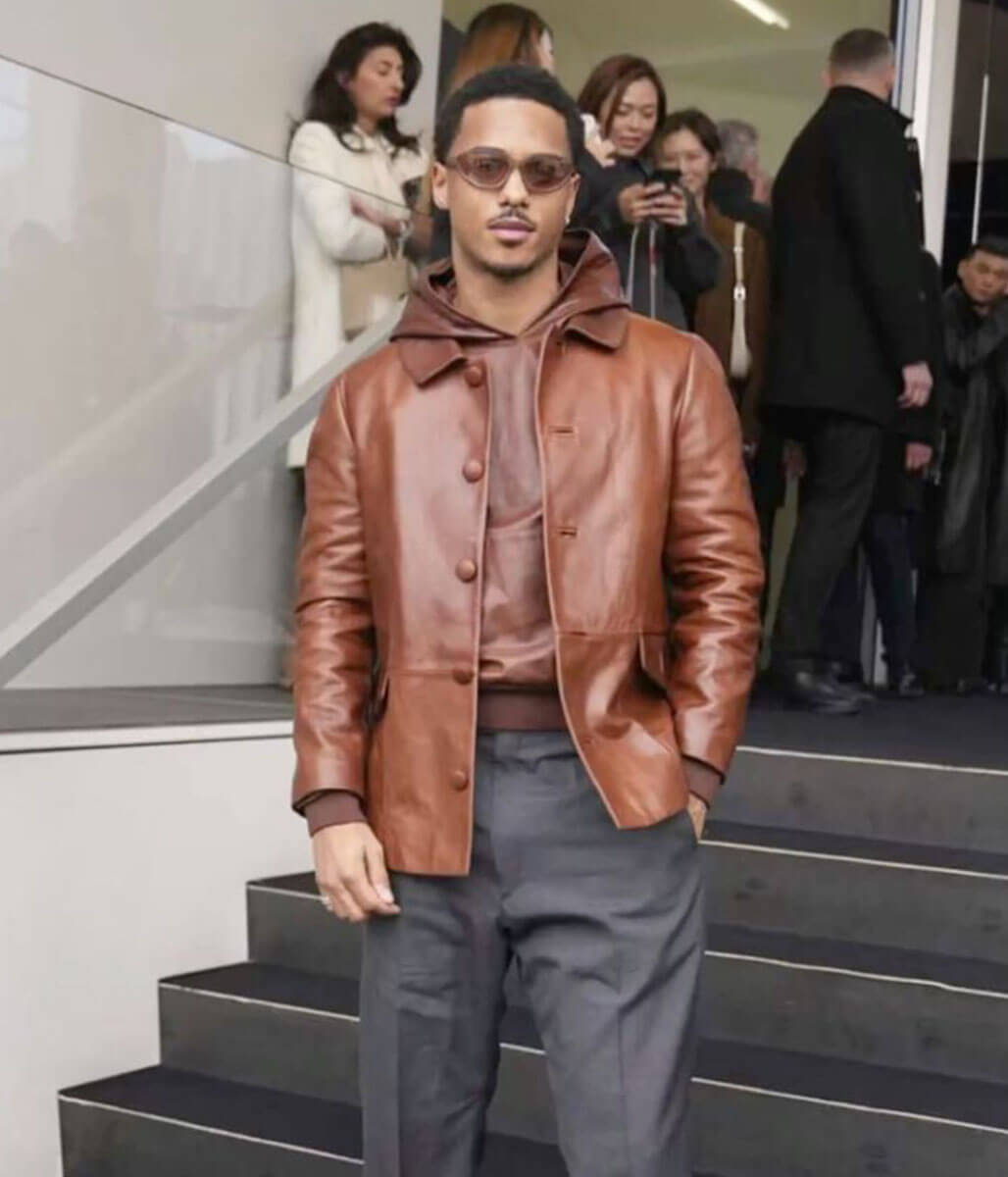 Keith Powers Brown leather Jacket