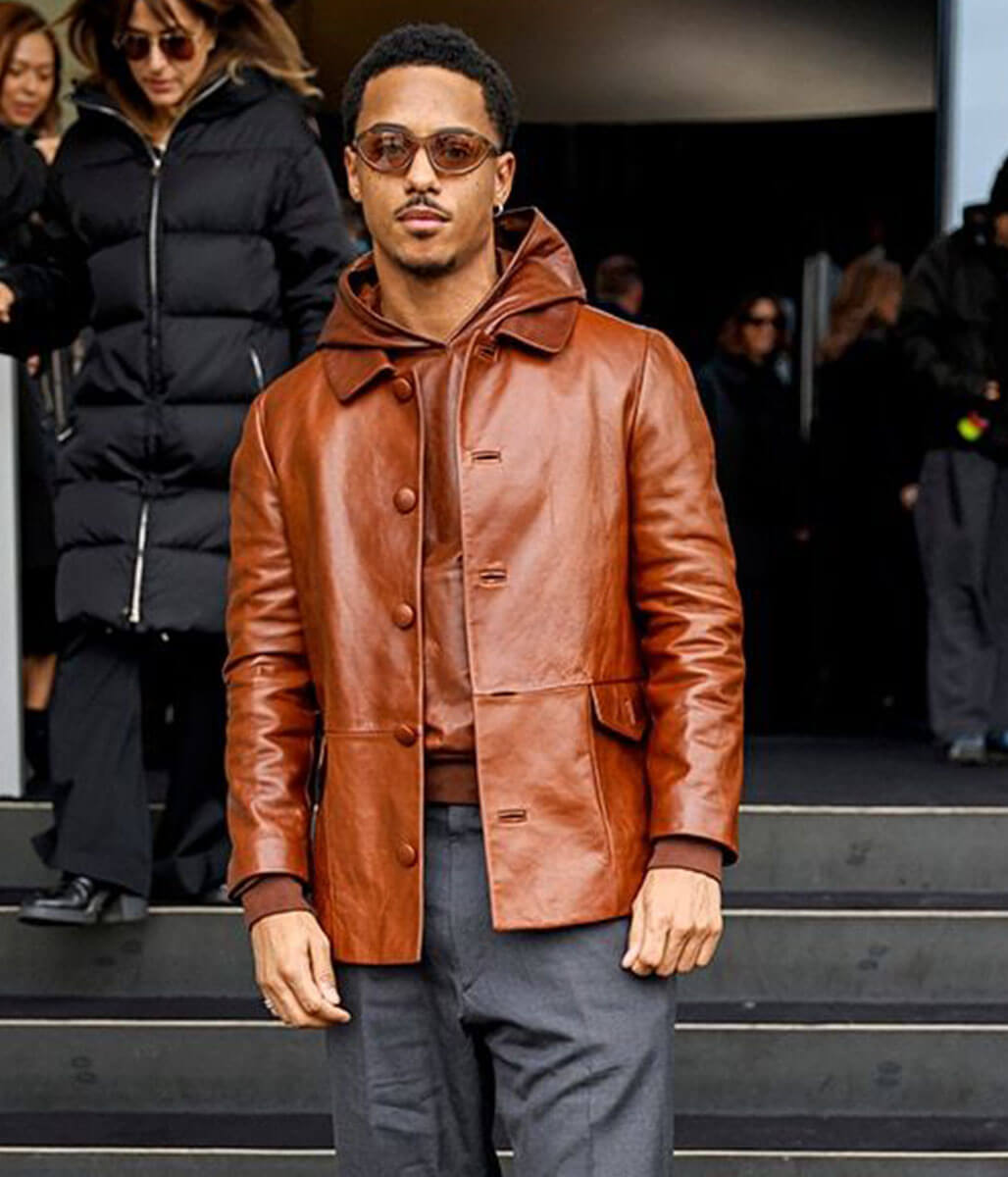 Keith Powers Brown leather Jacket