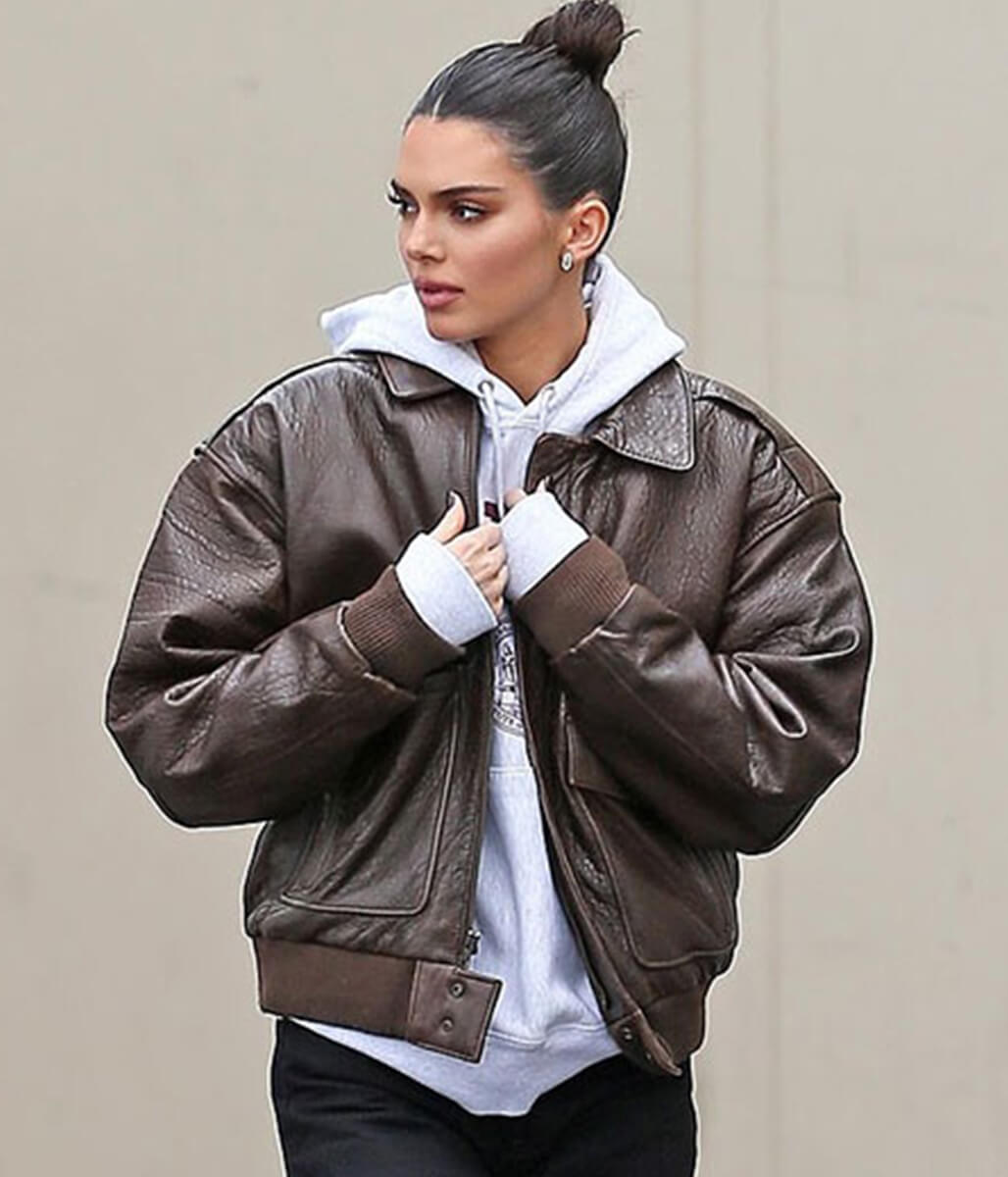 Kendall Jenner Brown Leather Jacket
