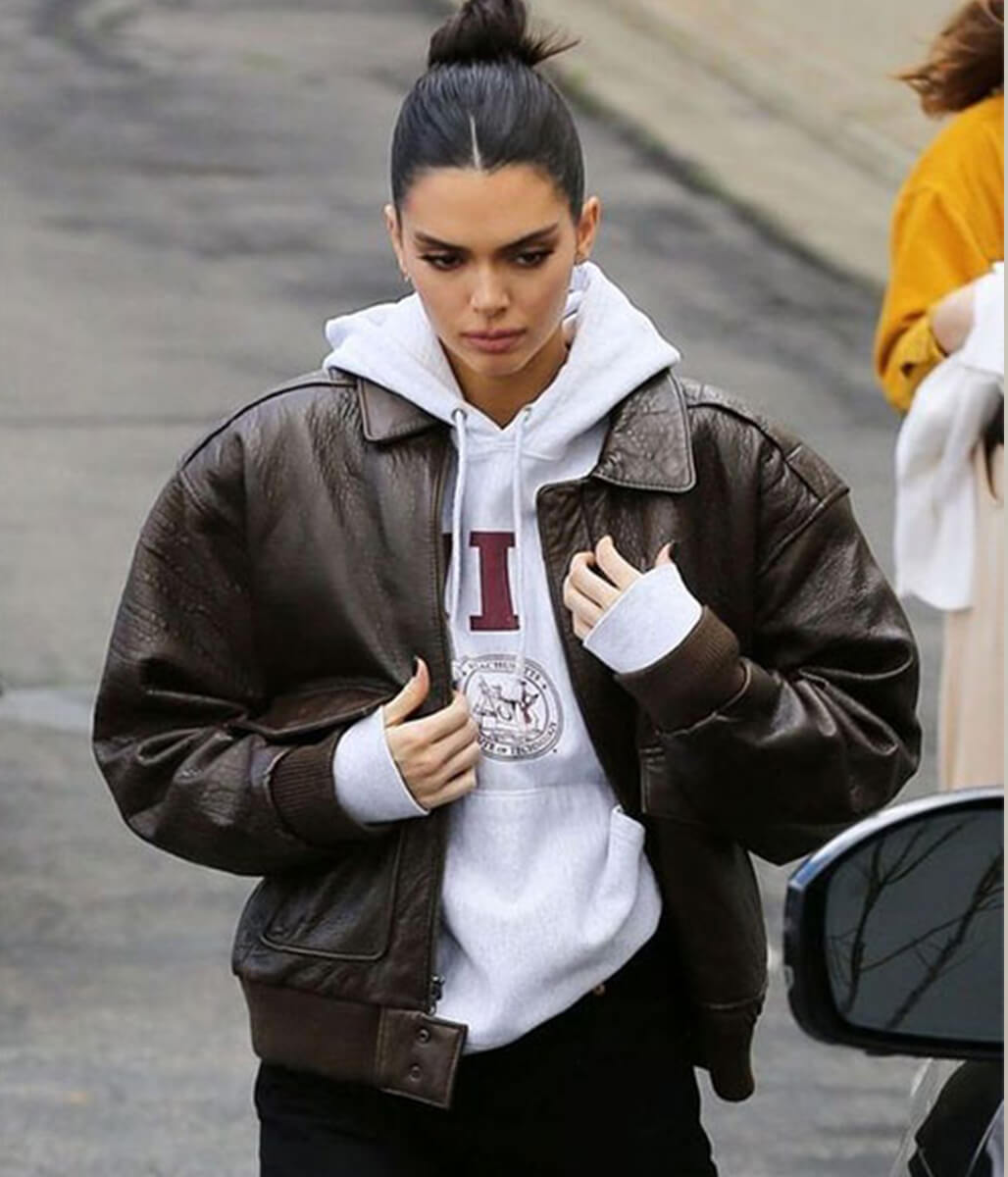 Kendall Jenner Brown Leather Jacket