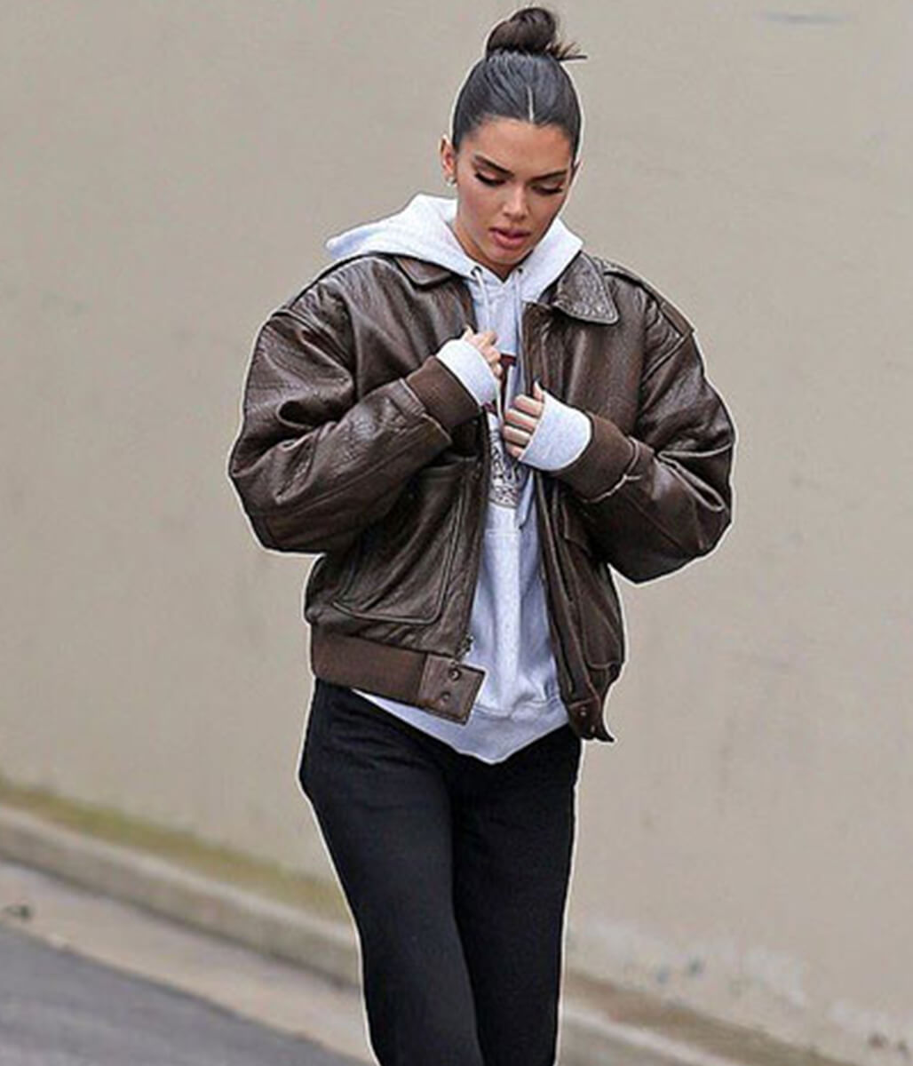 Kendall Jenner Brown Leather Jacket