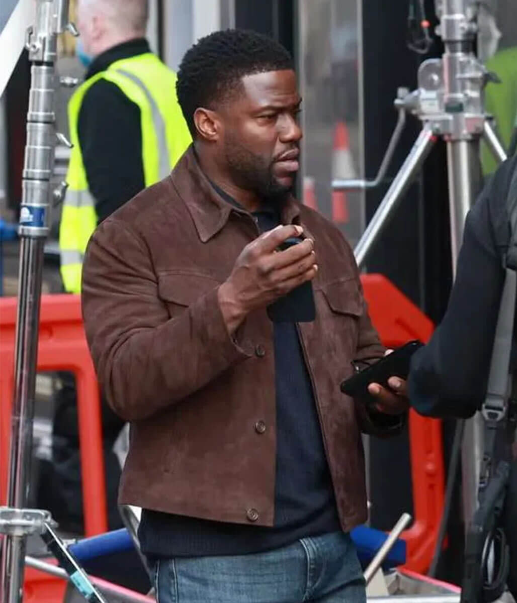 Kevin Hart Lift 2024 Brown Suede Jacket