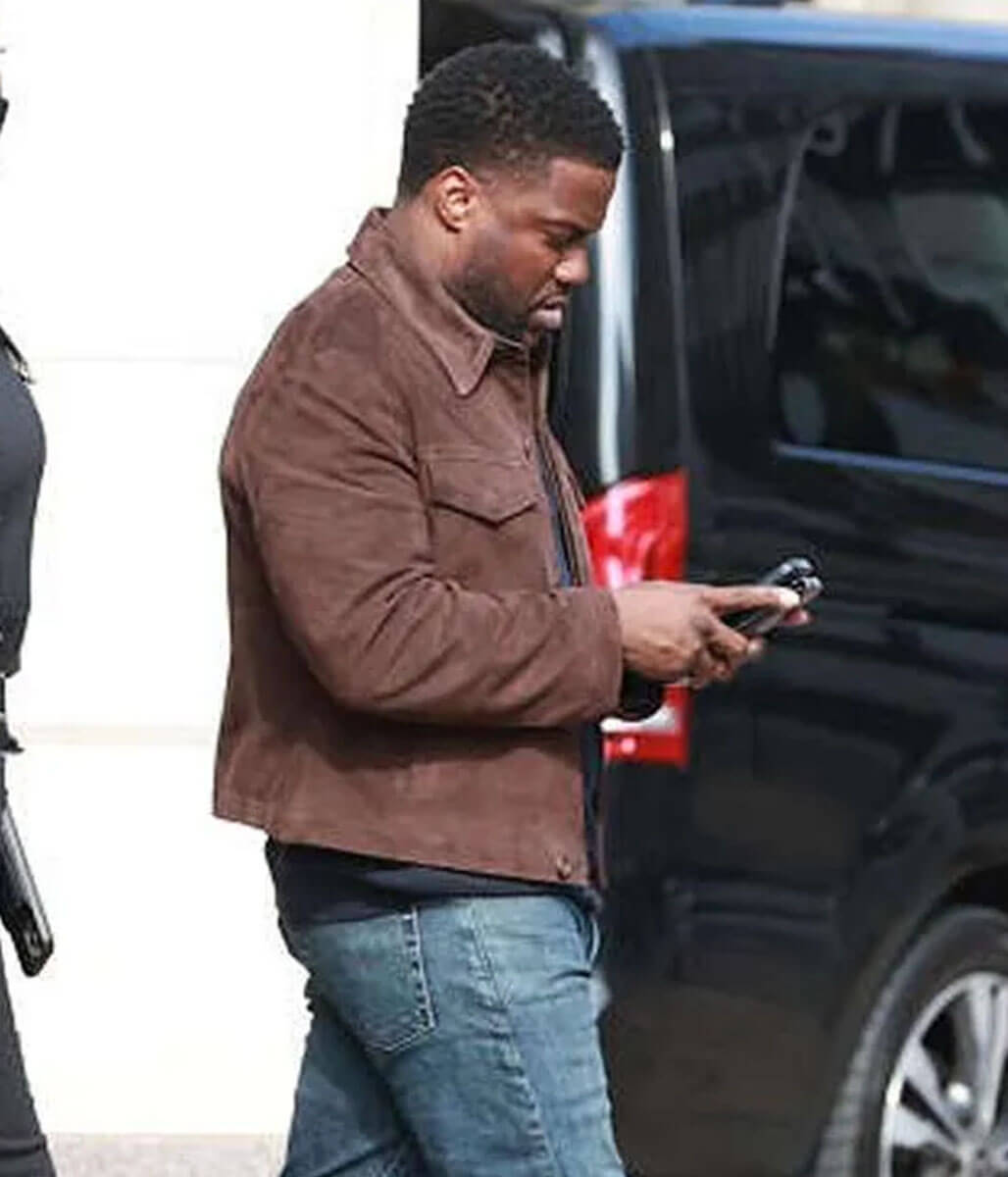 Kevin Hart Lift 2024 Brown Suede Jacket