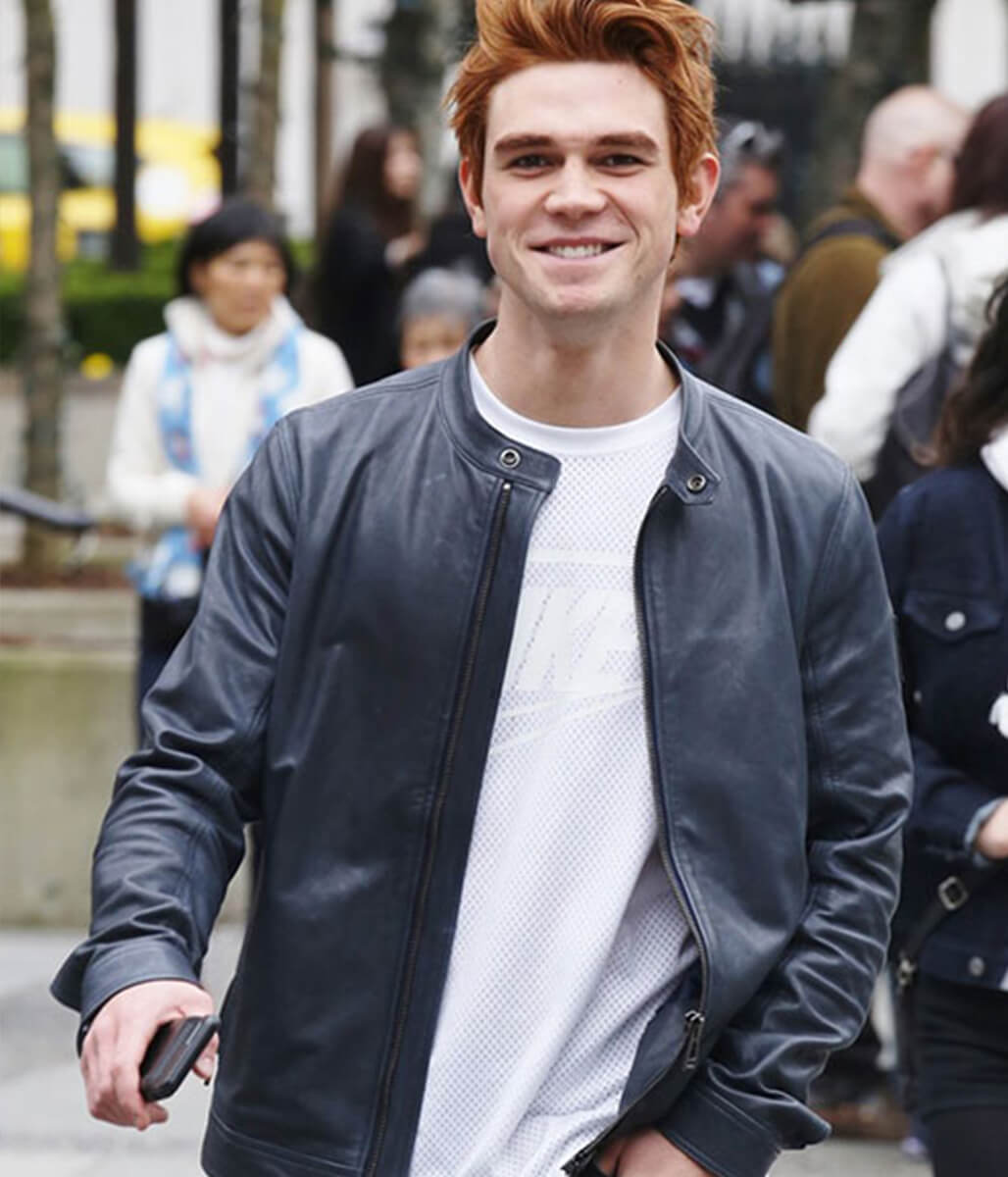 KJ Apa Leather Blue Jacket