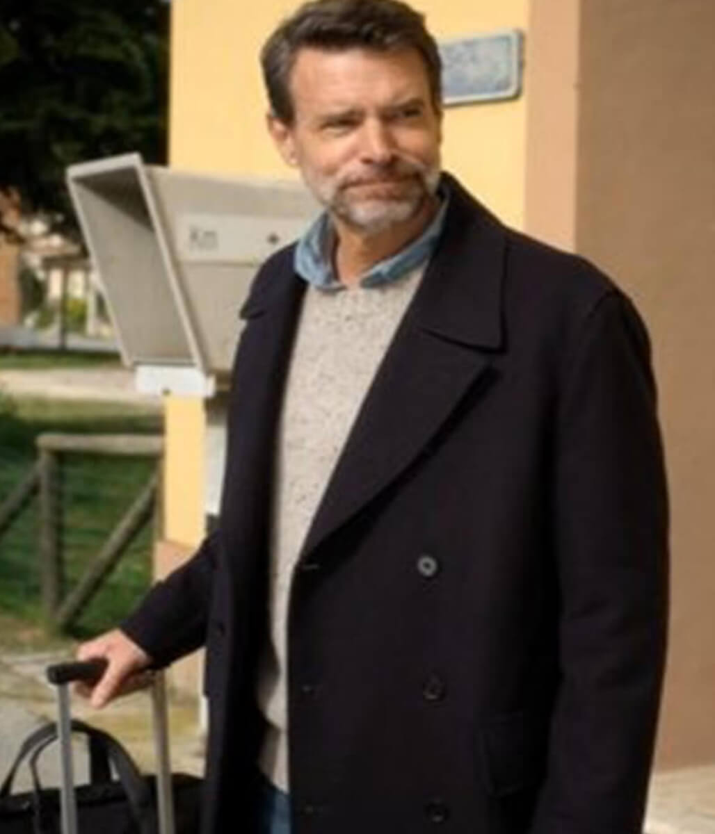 La Dolce Villa 2025 Scott Foley Blue Wool Coat