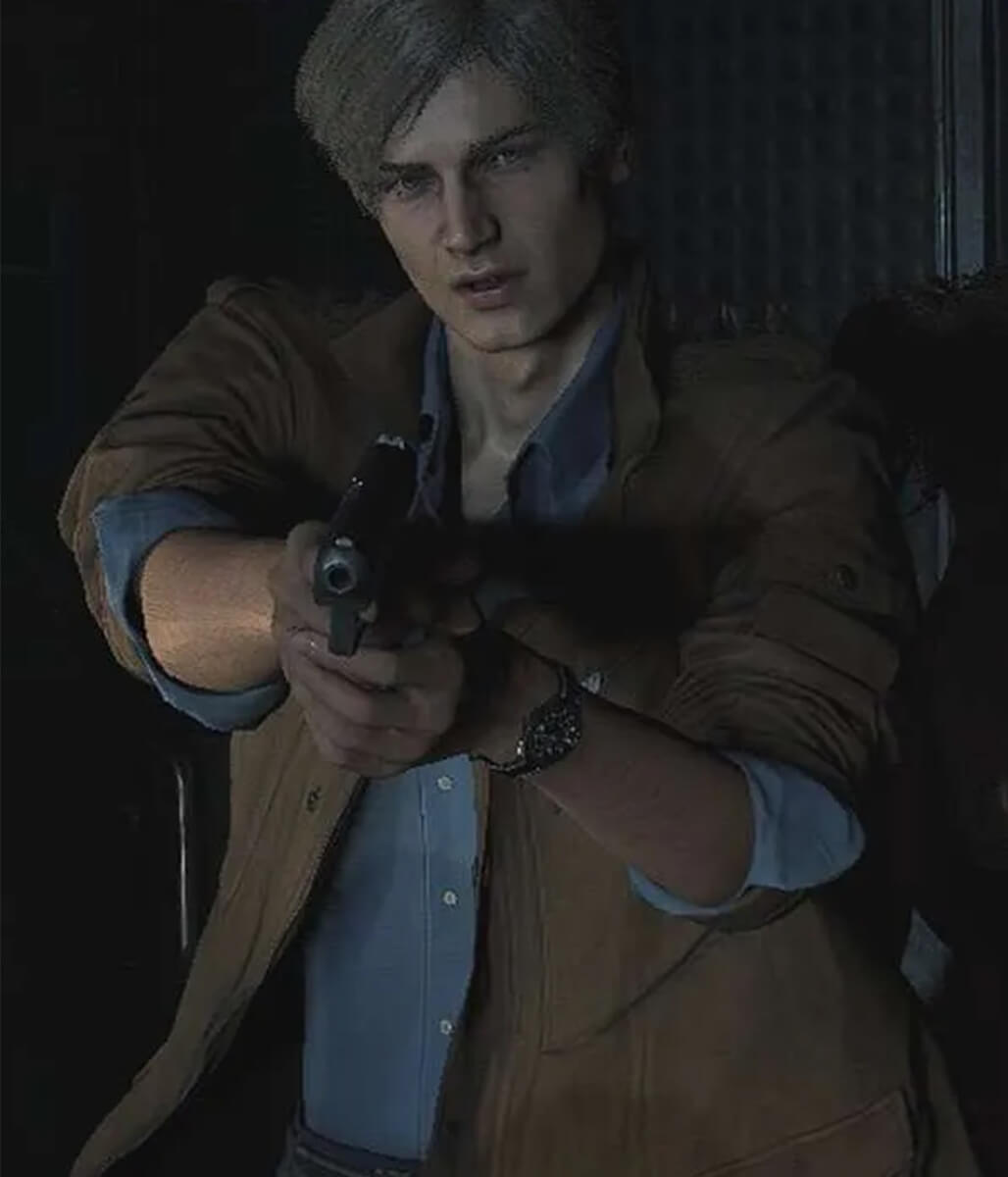 Leon Scott Kennedy Resident Evil 2 Brown Leather Jacket
