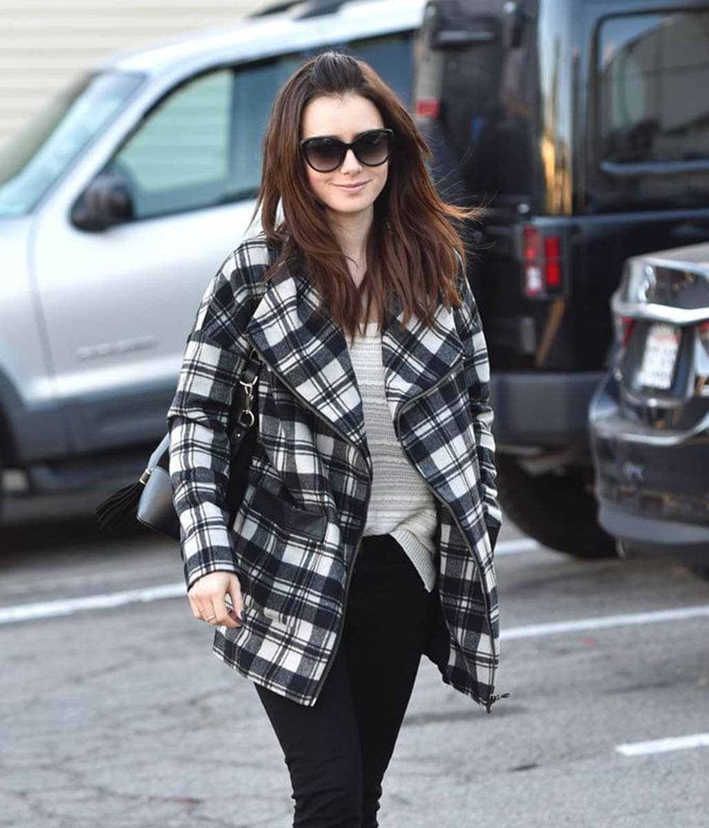 Lily Collins Wool Blend Coat