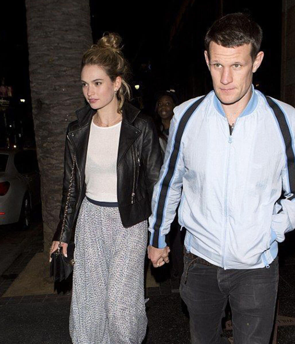 Lily James Black Leather Jacket