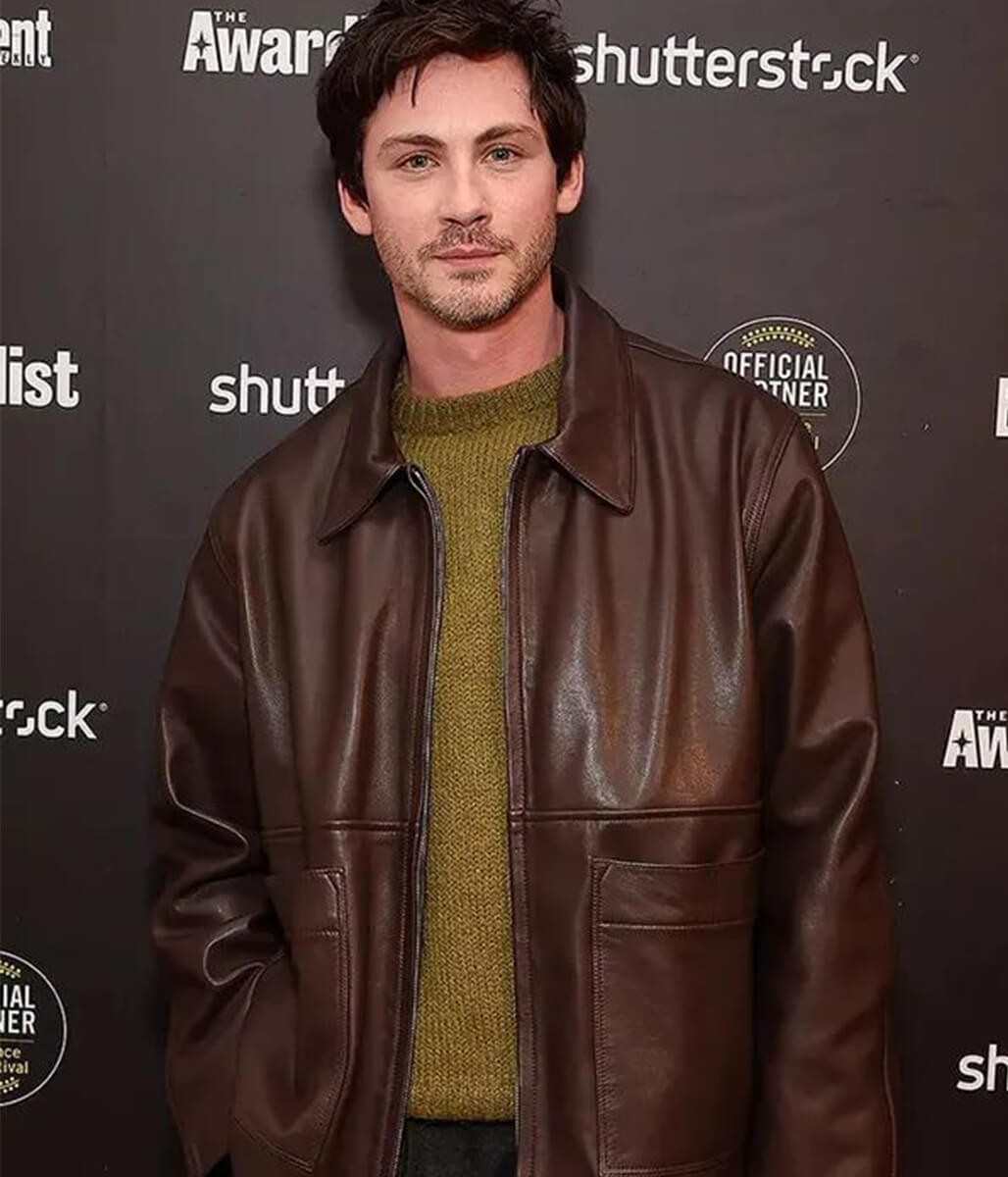 Logan Lerman Brown Leather Jacket
