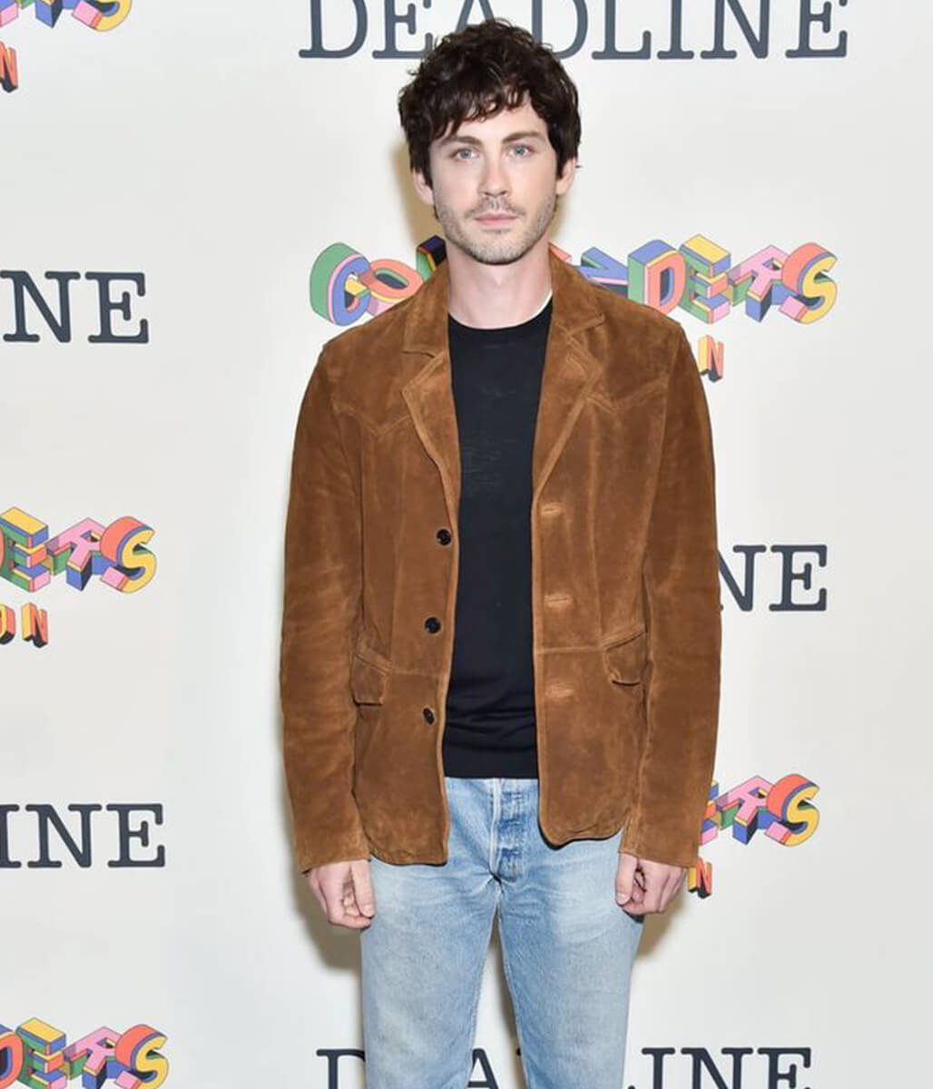 Logan Lerman Brown Suede Leather Jacket