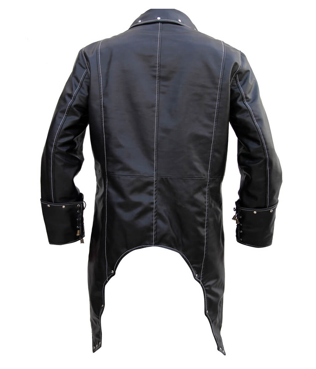 Men Steampunk Gothic Studded Black Trench Coat
