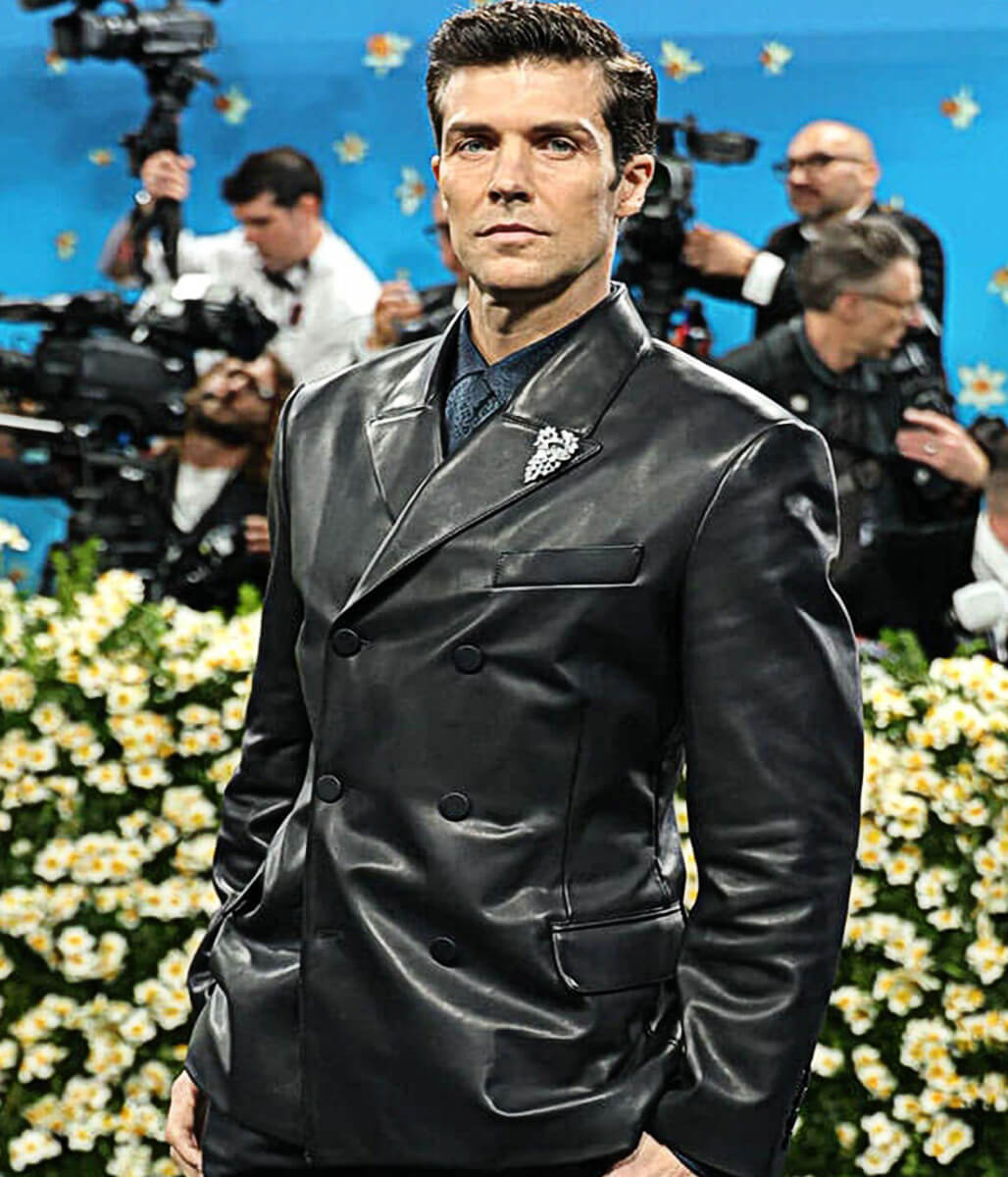 Met Gala 2025 Roberto Bolle Black Leather Blazer