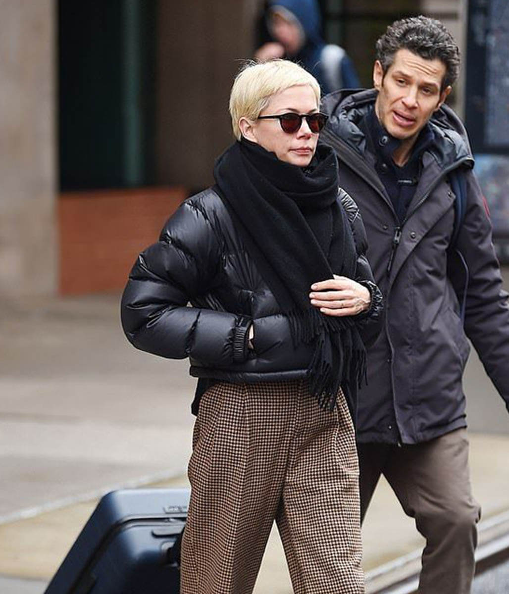 Michelle Williams Black Parachute Jacket