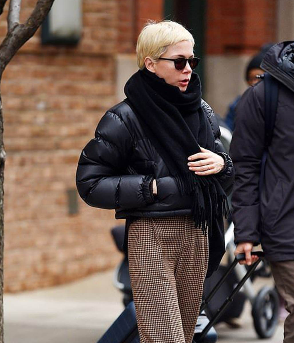 Michelle Williams Black Parachute Jacket